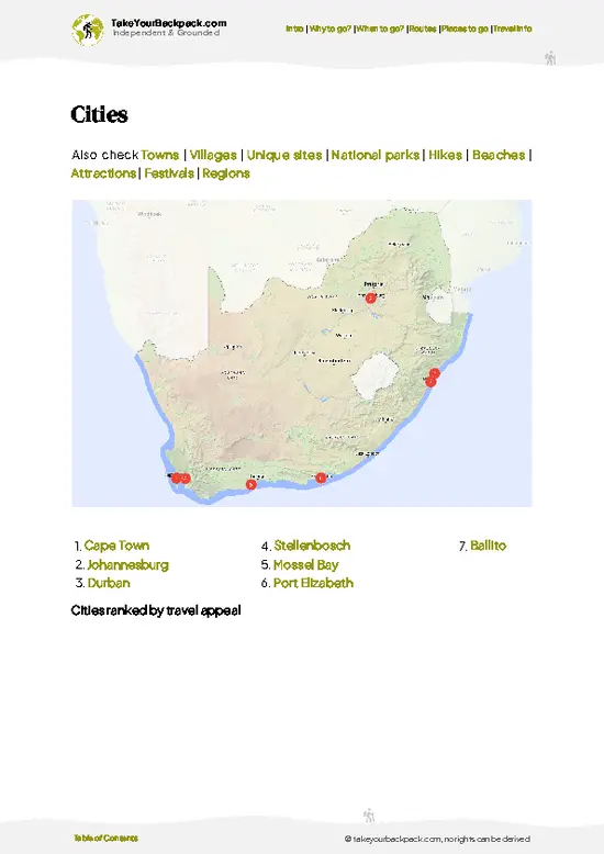example page 6 from our offline Travel Guide for South Africa